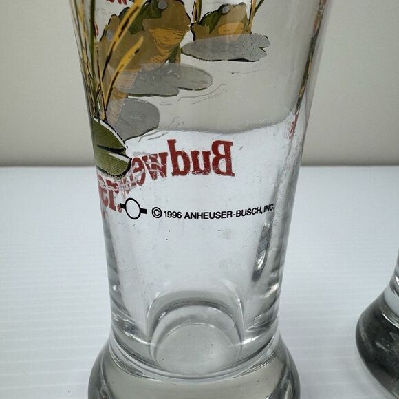 Set Vintage ‘96 Budweiser Frog Pilsner Beer Glasses "Bud Weis Er" Anheuser Busch - Picture 5 of 10
